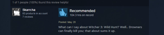 Illustration for article titled The Witcher 3, As Told By Steam Reviews